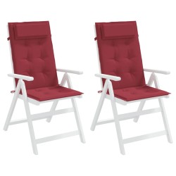 Coussins de chaise à dossier haut lot de 2 rouge bordeaux 556444556444