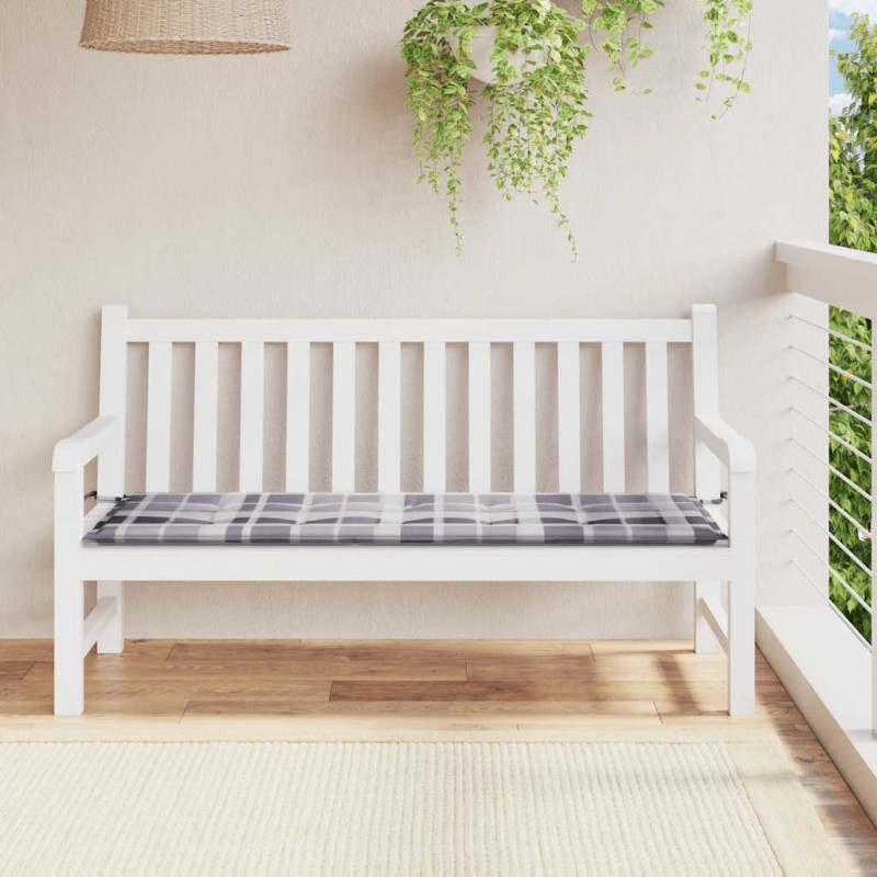 Coussin de banc de jardin motif à carreaux gris 150x50x4 cm 556460556460