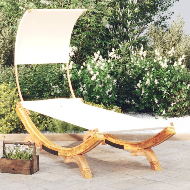 Lit repos avec auvent 100x200x126 cm Bois courbé massif Crème 556468556468