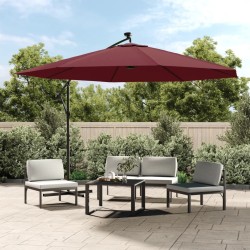 Parasol de jardin en porte-à-faux lumières LED rouge bordeaux 556469556469