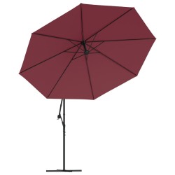 Parasol de jardin en porte-à-faux lumières LED rouge bordeaux 556469556469