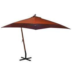 Parasol de jardin suspendu avec mât terre cuite bois de sapin 556470556470