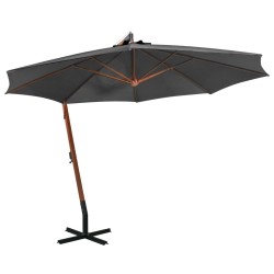 Parasol de jardin suspendu avec mât anthracite bois de sapin 556471556471