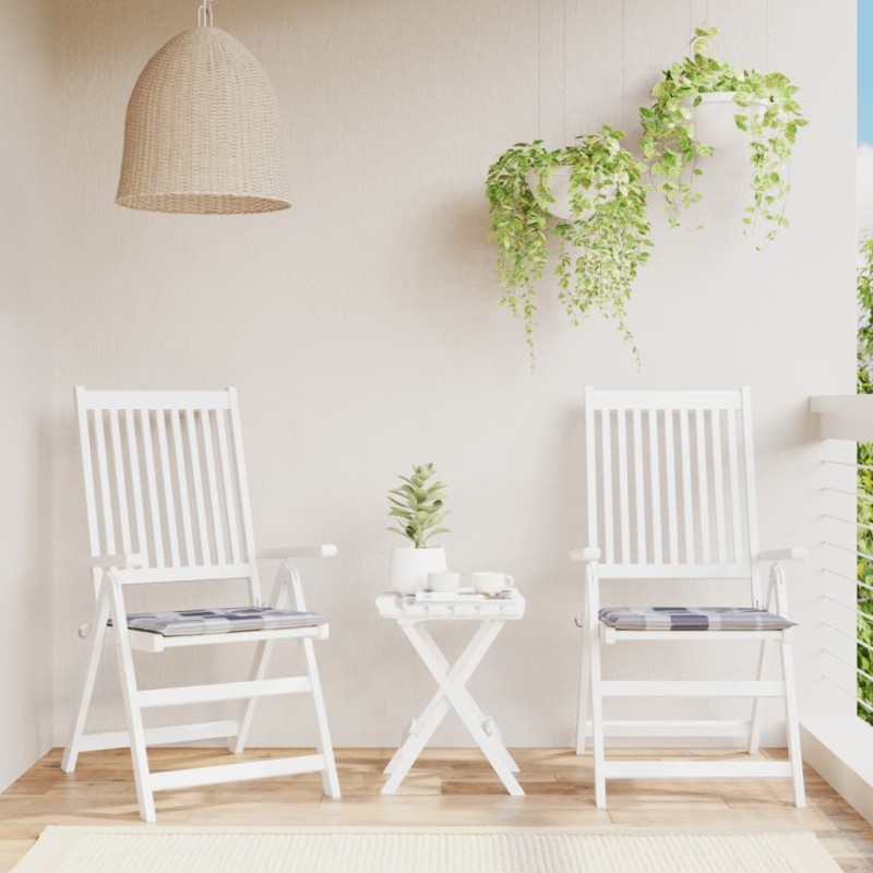 Coussins de chaise de jardin lot de 2 carreaux gris 50x50x4 cm 556478556478
