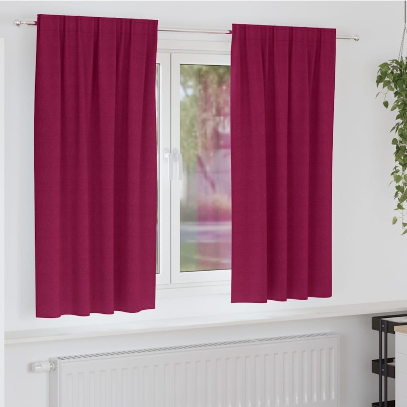 Rideaux occultants avec anneaux 2 pcs Bordeaux 175 x 140 cm 556489556489