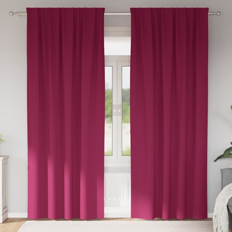 Rideaux occultants avec anneaux 2 pcs Bordeaux 260 x 140 cm 556492556492