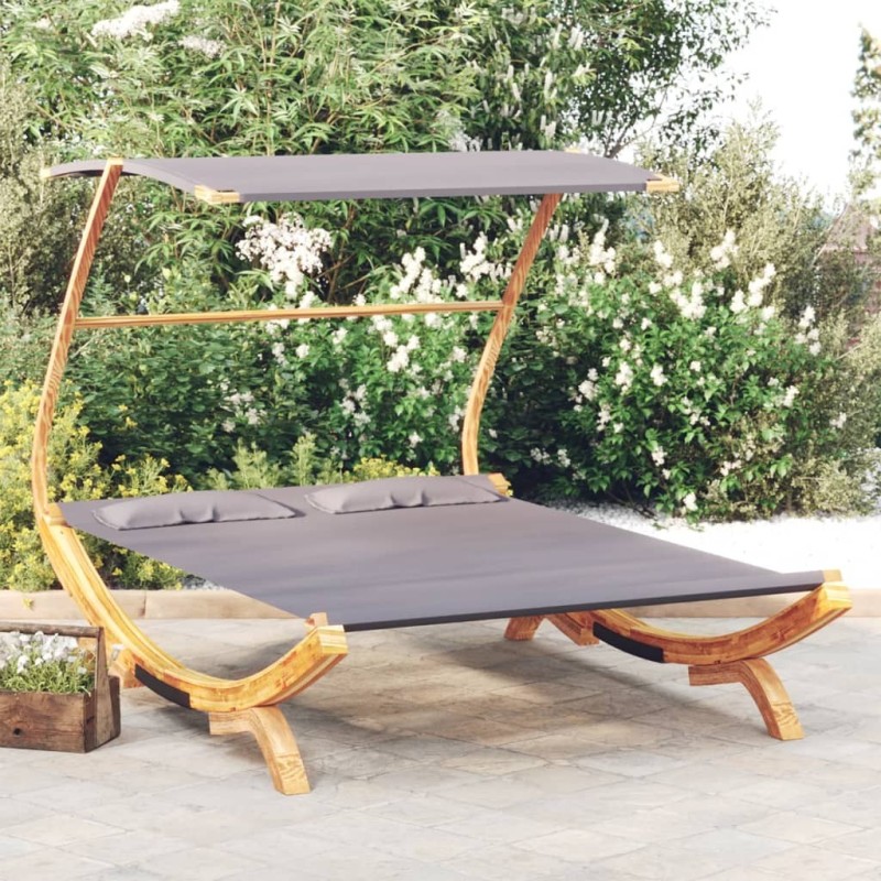 Lit repos et auvent 165x203x138cm Bois courbé massif Anthracite 556501556501