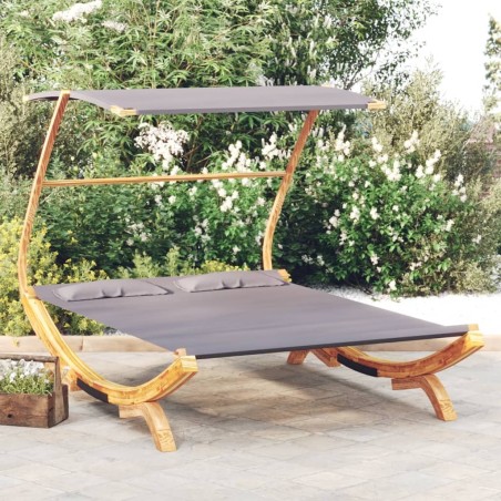 Lit repos et auvent 165x203x138cm Bois courbé massif Anthracite 556501556501