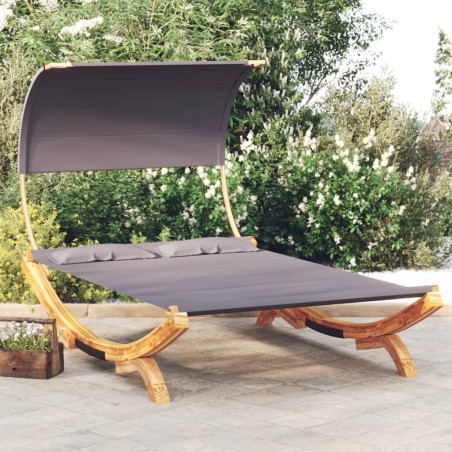 Lit repos et auvent 165x203x126 cm Bois courbé Anthracite 556503556503