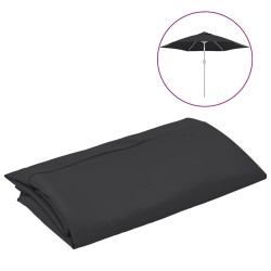 Tissu de remplacement pour parasol d'extérieur Noir 300 cm 556509556509