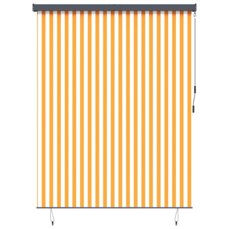 Store enrouleur Blanc et Orange 200 x 250 cm Tissu et Aluminium 556513556513