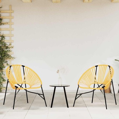 Lot de 3 Chaise de jardin noir et jaune résine tressée 556520556520