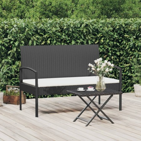 Banc de jardin avec coussin noir 105 cm résine tressée 556526556526