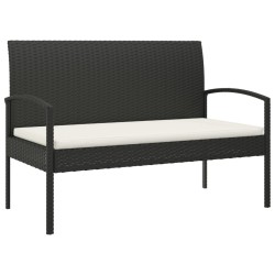 Banc de jardin avec coussin noir 105 cm résine tressée 556526556526