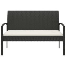 Banc de jardin avec coussin noir 105 cm résine tressée 556526556526