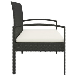 Banc de jardin avec coussin noir 105 cm résine tressée 556526556526