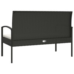 Banc de jardin avec coussin noir 105 cm résine tressée 556526556526