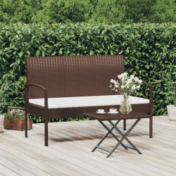 Banc de jardin avec coussin marron 105 cm résine tressée 556530556530