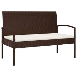 Banc de jardin avec coussin marron 105 cm résine tressée 556530556530