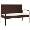 Banc de jardin avec coussin marron 105 cm résine tressée 556530556530