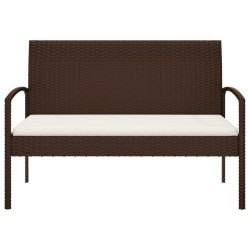 Banc de jardin avec coussin marron 105 cm résine tressée 556530556530