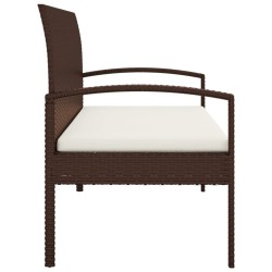 Banc de jardin avec coussin marron 105 cm résine tressée 556530556530