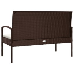 Banc de jardin avec coussin marron 105 cm résine tressée 556530556530