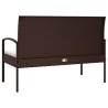 Banc de jardin avec coussin marron 105 cm résine tressée 556530556530