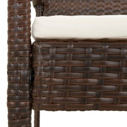 Banc de jardin avec coussin marron 105 cm résine tressée 556530556530