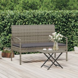 Banc de jardin avec coussin gris 105 cm résine tressée 556531556531