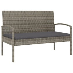 Banc de jardin avec coussin gris 105 cm résine tressée 556531556531