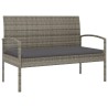 Banc de jardin avec coussin gris 105 cm résine tressée 556531556531