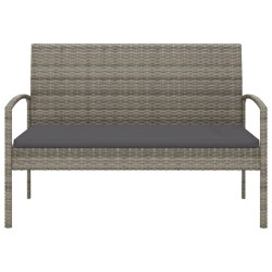 Banc de jardin avec coussin gris 105 cm résine tressée 556531556531