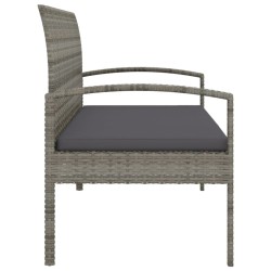 Banc de jardin avec coussin gris 105 cm résine tressée 556531556531