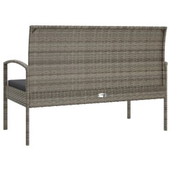 Banc de jardin avec coussin gris 105 cm résine tressée 556531556531