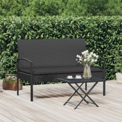 Banc de jardin avec coussin noir 105 cm résine tressée 556534556534