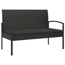 Banc de jardin avec coussin noir 105 cm résine tressée 556534556534