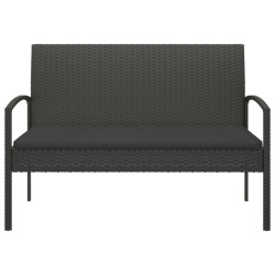 Banc de jardin avec coussin noir 105 cm résine tressée 556534556534