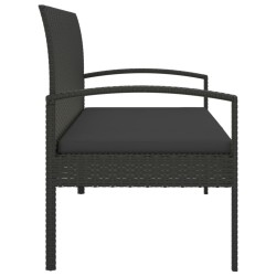 Banc de jardin avec coussin noir 105 cm résine tressée 556534556534