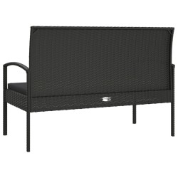 Banc de jardin avec coussin noir 105 cm résine tressée 556534556534