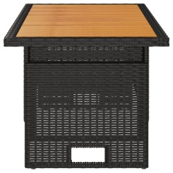 Table de jardin noir 100x50x43/63 cm acacia et résine tressée 556536556536