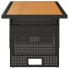 Table de jardin noir 100x50x43/63 cm acacia et résine tressée 556536556536