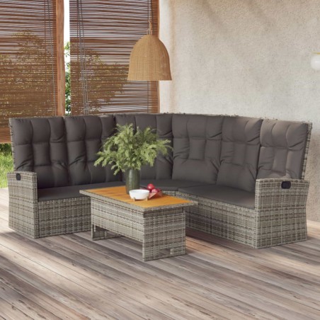 Salon de jardin 2 pcs avec coussins Gris Résine tressée 556537556537