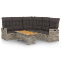 Salon de jardin 2 pcs avec coussins Gris Résine tressée 556537556537