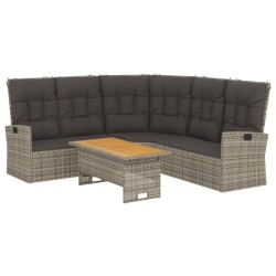 Salon de jardin 2 pcs avec coussins Gris Résine tressée 556537556537