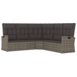 Salon de jardin 2 pcs avec coussins Gris Résine tressée 556537556537