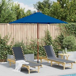 Parasol de jardin avec mât en bois bleu 150x200 cm 556539556539