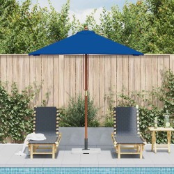 Parasol de jardin avec mât en bois bleu 150x200 cm 556539556539