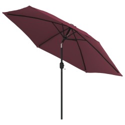 Parasol de jardin avec mât en métal rouge bordeaux 300 cm 556543556543
