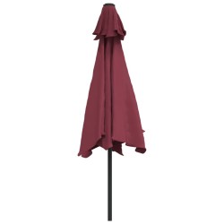 Parasol de jardin avec lumières LED mât en acier rouge bordeaux 556545556545